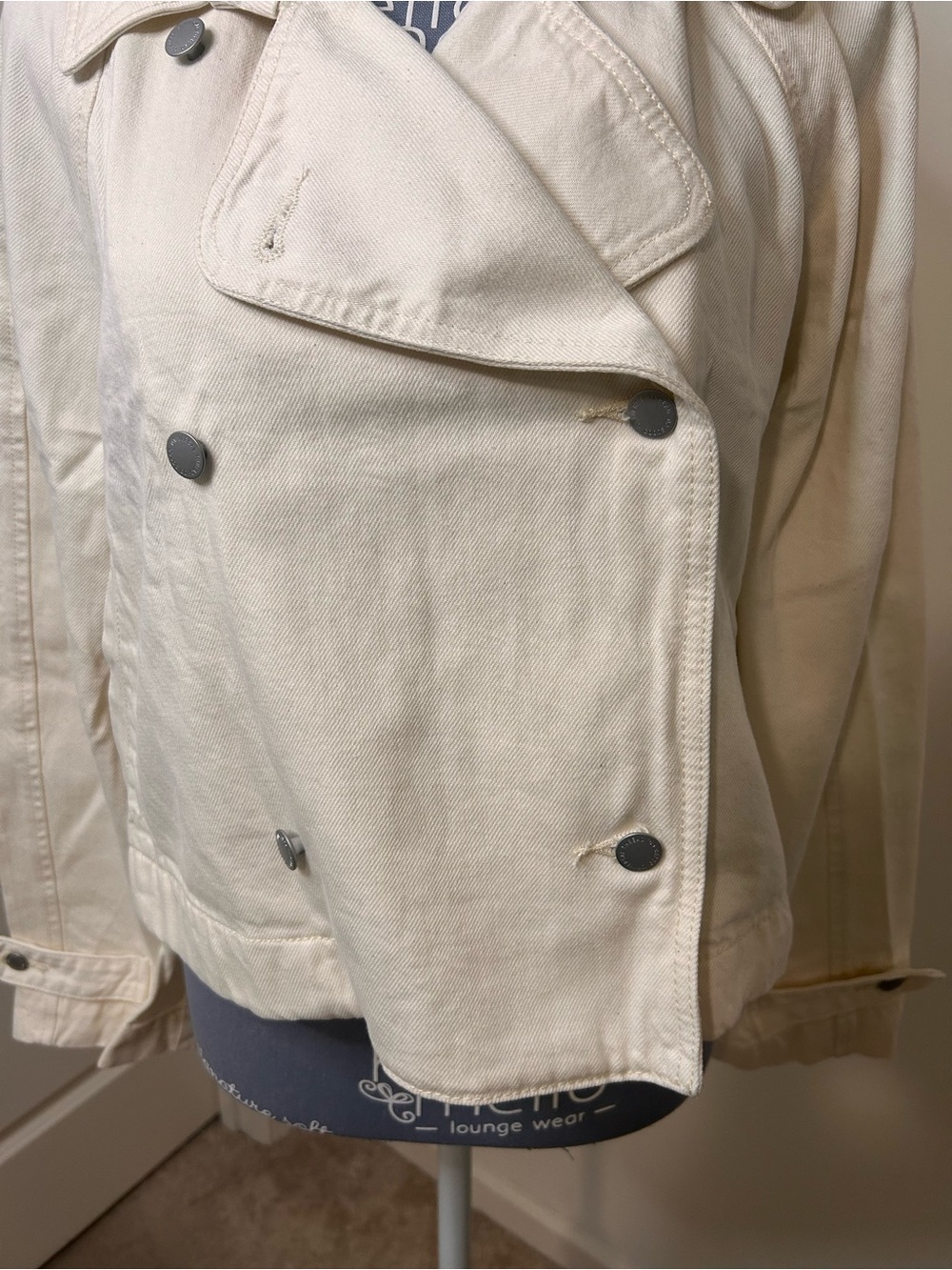 Universal Thread Denim Cropped Trench Jacket - Off-White L - Picture 5 of 9